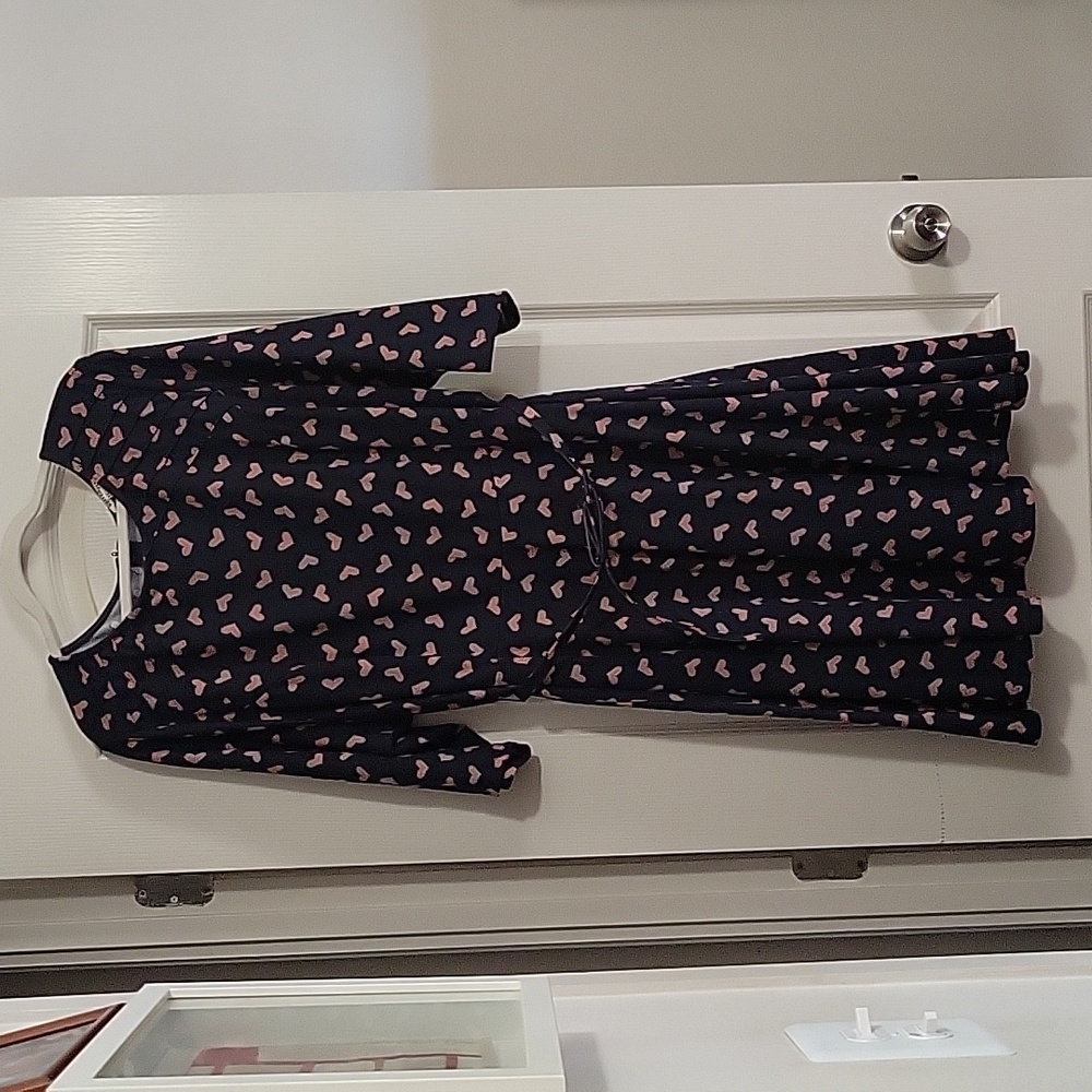 Unique Vintage Blue Midi Dress with Crew Neck and Bishop Sleeves